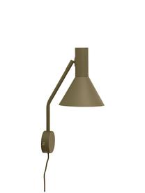 Verstelbare design wandlamp Lyss, Lamp: metaal, gecoat, Kakigroen, D 18 x H 42 cm
