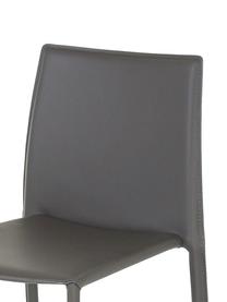 Krzesło kontuarowe ze skóry Boréalys, 2 szt., Stelaż: metal malowany proszkowo, Szara skóra, S 44 x W 98 cm