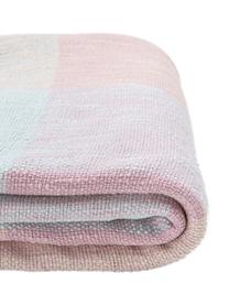 Manta de algodón con flecos Karen, 100% algodón, Rosa, ámbar, azul claro, An 130 x L 170 cm