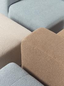 Canapé modulable 3 places en tissu bouclé avec tabouret Lena, Tissu bouclé couleur sable, larg. 209 x prof. 181 cm