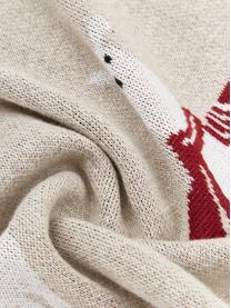 Strick-Plaid Alpaka aus Baumwolle, 100% Baumwolle, Beige, Dunkelrot, Elfenbein, 130 x 170 cm