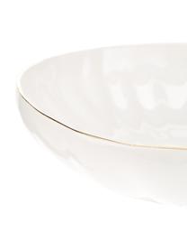 Suppenteller Sali aus Porzellan mit goldenem Rand und Relief, 2 Stück, Porzellan, Weiß, Ø 21 x H 6 cm