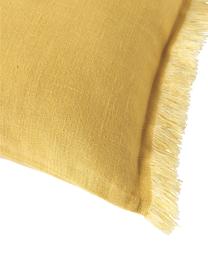 Linnen kussenhoes Luana in geel met franjes, 100% linnen

Linnen voelt van nature nogal ruw aan en heeft een natuurlijke kreukellook.
De hoge scheursterkte maakt linnen slijtvast en duurzaam., Geel, B 40 x L 40 cm