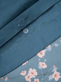 Poszwa na kołdrę z satyny bawełnianej Sakura, Niebieski, blady różowy, S 200 x D 200 cm