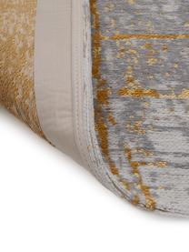 Design vloerkleed Griff in vintage stijl, Bovenzijde: 85% katoen, 15% hoogglanz, Weeftechniek: jacquard, Onderzijde: katoenmix, latex coating, Grijs, goudkleurig, wit, B 200 x L 280 cm (maat L)