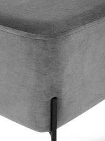 Široká zamatová taburetka Harper, Sivá, čierna, Š 64 x V 44 cm