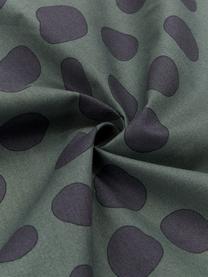 Pościel z bawełny Spots and Dots, Ciemny zielony, czarny, 135 x 200 cm + 1 poduszka 80 x 80 cm