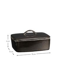 Handgemachte Butterdose Nordic Coal, Steingut, Braungrau, B 15 x H 6 x T 12 cm