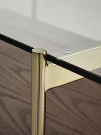Konferenčný stolík so sklenenou doskou Valentina, Jaseňová dyha, hnedá lakované, Š 100 x H 53 cm