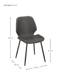 Sillas tapizadas en cuero sintético Louis, 2 uds., Tapizado: cuero sintético (65% poli, Patas: metal con pintura en polv, Cuero sintético gris oscuro, An 44 x F 58 cm