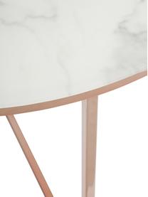 Mesa de centro redonda Antigua, tablero de vidrio en aspecto mármol, Tablero: vidrio estampado con aspe, Estructura: acero, latón, Mármol blanco, rosa, Ø 80 x Al 45 cm
