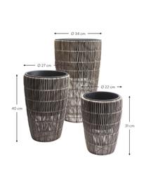 Set de cestas macetas de ratán Lucian, 3 uds., Ratán, Marrón, Set de diferentes tamaños