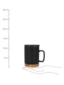 Tasse avec couvercle et passoire Nordika, base en bois d'acacia, Noir, bois d'acacia, Ø 9 x haut. 12 cm, 370 ml