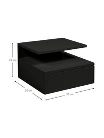 Comodino da parete con cassetto Ashlan, Pannello di fibre a media densità (MDF) verniciato, Legno, nero verniciato, Larg. 35 x Alt. 23 cm