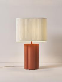 Keramik-Tischlampe Emersyn, Lampenschirm: Kaschmir, Lampenfuß: Keramik, Orange, Weiß, B 35 x L 170 cm