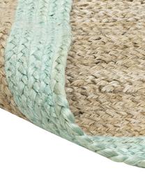 Ręcznie wykonany dywan z juty Shanta, 100% juta, Beżowy, miętowy zielony, S 80 x D 150 cm (Rozmiar XS)