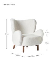 Teddy fauteuil Kalia in wit, Bekleding: teddyvacht (100% polyeste, Poten: beukenhout, Frame: metaal, Teddy wit, B 78 x D 80 cm