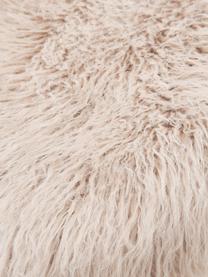 Federa arredo in pelliccia sintetica riccia Morten, Retro: 100% poliestere, Beige, Larg. 40 x Lung. 40 cm