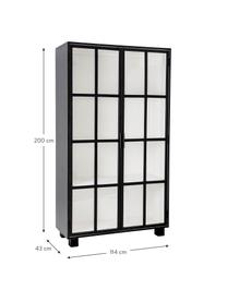 Vitrína se skleněnými dveřmi Isbel, Černá, bílá, Š 114 cm, V 200 cm