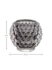 Handgefertigter Teelichthalter Doria, Glas, Dunkelgrau, Ø 9 x H 8 cm