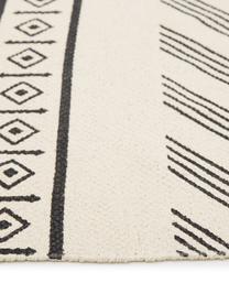 Ręcznie tkany chodnik z bawełny w stylu etno Edna, 100 % bawełna, Kremowobiały, czarny, S 80 x D 250 cm