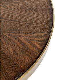 Ronde bijzettafel Denise, Tafelblad: MDF met essenhoutfineer, Donker hout, goudkleurig, Ø 44 x H 45 cm