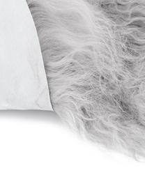 Tappeto in pelle di agnello a pelo lungo riccio Ella, Retro: pelle, Grigio chiaro, Larg. 50 x Lung. 80 cm