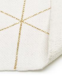 Tappeto in cotone beige/dorato tessuto piatto con frange Yena, Beige, oro, Larg. 70 x Lung. 140 cm (taglia XS)