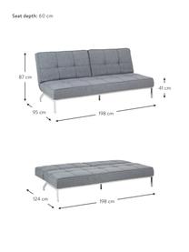 Sofa rozkładana Perugia, Tapicerka: poliester Dzięki tkaninie, Nogi: metal lakierowany, Jasny szary, S 198 x G 95 cm