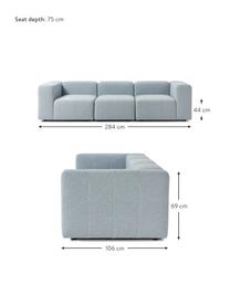 Modulares Bouclé-Sofa Lena (4-Sitzer), Bezug: Bouclé (93 % Polyester, 6, Gestell: Kiefernholz, Schichtholz,, Füße: Kunststoff, Bouclé Hellblau, B 284 x T 106 cm