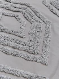 Copriletto con decorazione a ciuffi Faye, 100% cotone, Grigio, Larg. 160 x Lung. 200 cm (per letti da 120 x 200)