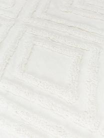 Runder Baumwollteppich Ziggy mit erhabener Hoch-Tief-Struktur, 100% Baumwolle, Cremeweiß, Ø 120 cm (Größe S)