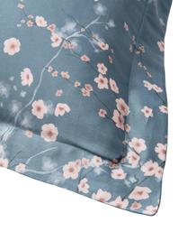 Poszewka na poduszkę z satyny bawełnianej Sakura, Niebieski, S 70 x D 80 cm