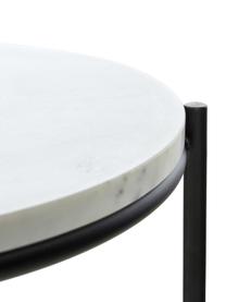 Runder Marmor-Beistelltisch Ella, Tischplatte: Marmor, Gestell: Metall, pulverbeschichtet, Weiß, marmoriert, Schwarz, Ø 40 x H 50 cm