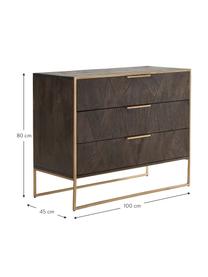 Komoda z litego drewna mangowego Harry, Korpus: lite drewno mangowe, laki, Drewno mangowe, odcienie złotego, S 100 x W 80 cm