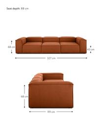 Canapé modulable 4 places Lennon, Tissu terracotta, larg. 327 x prof. 119 cm