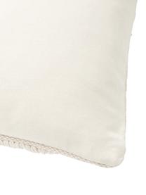 Baumwoll-Kissenhülle Inga mit Fransen-Motiv, 100 % Baumwolle, GRS-zertifiziert, Beige, B 45 x L 45 cm