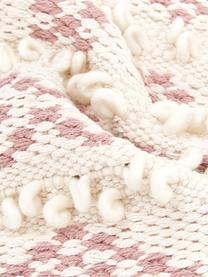 Boho kussenhoes Paco met decoratie, 80% katoen, 20% wol, Wit, roze, B 45 x L 45 cm