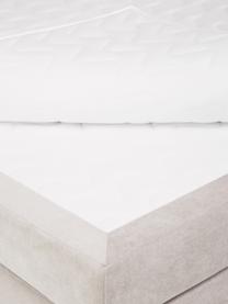 Boxspring bed Oberon in donkere beige, Matras: 5-zones pocketvering, Poten: kunststof, Stof donker beige, 140 x 200 cm
