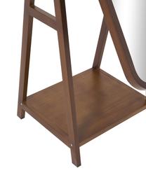 Miroir sur pied avec cadre et étagère en bois Matteo, Brun, larg. 43 x haut. 170 cm