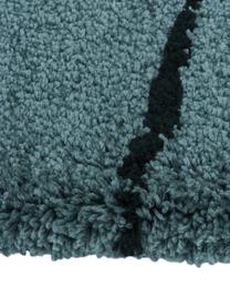 Handgetufteter Hochflor-Teppich Davin, Flor: 100% Polyester-Mikrofaser, Petrol, Schwarz, B 80 x L 150 cm (Größe XS)