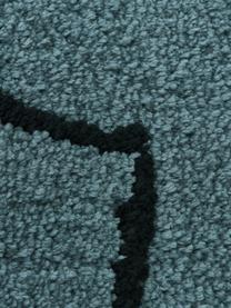 Handgetufteter Hochflor-Teppich Davin, Flor: 100% Polyester-Mikrofaser, Petrol, Schwarz, B 80 x L 150 cm (Größe XS)