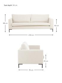 Sofa Luna (3-Sitzer) mit Metall-Füßen, Bezug: 100% Polyester Der hochwe, Gestell: Massives Buchenholz, Füße: Metall, galvanisiert, Webstoff Beige, B 230 x T 95 cm