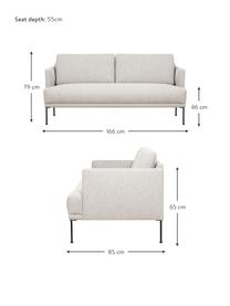 Sofa Fluente (2-Sitzer) mit Metall-Füßen, Bezug: 80% Polyester, 20% Ramie , Gestell: Massives Kiefernholz, FSC, Füße: Metall, pulverbeschichtet, Webstoff Beige, B 166 x T 85 cm