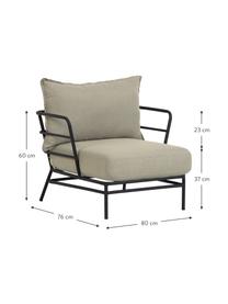 Garten-Loungesessel Mareluz, Gestell: Metall, verzinkt und lack, Beige, B 80 x T 76 cm