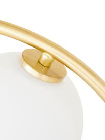 Lampada da tavolo con base in marmo Soho, Paralume: vetro, Base della lampada: marmo, possibili variazio, Struttura: metallo ottonato, Bianco ottonato, Larg. 40 x Alt. 42 cm