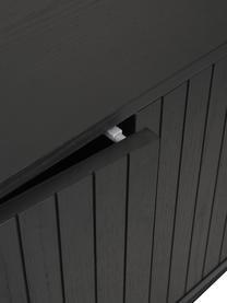 Modern dressoir Johan met deuren in zwart, Frame: MDF met eikenhoutfineer, , Poten: gepoedercoat metaal, Zwart, 160 x 75 cm
