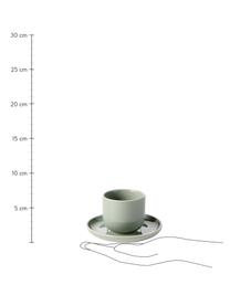 Porzellan Espressobecher Nessa mit Untertassen, 4 Stück, Hochwertiges Hartporzellan, Salbeigrün, Ø 7 x H 6 cm