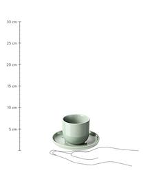 Porcelánové pohárky na espresso s podšálky Nessa, 4 ks, Vysoce kvalitní porcelán, Šalvějově zelená, Š 7 cm, V 6 cm