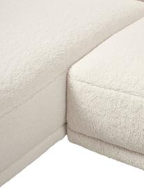 Petit canapé d'angle avec pieds en métal Fluente, Peluche blanc crème, larg. 198 x prof. 152 cm, méridienne à gauche